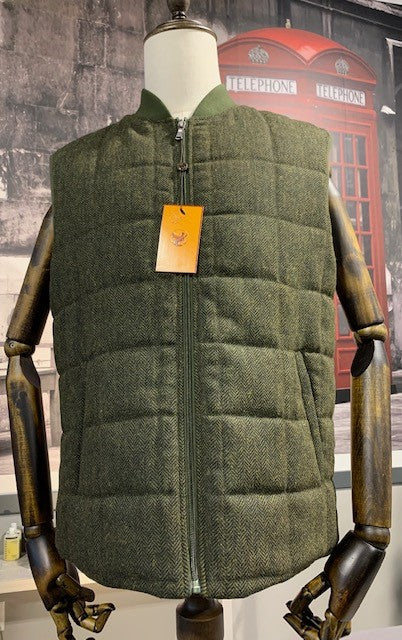 Olive Tweed Herringbone Vest by Enzo Italy