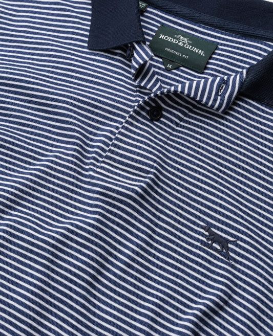 Rodd and Gunn Wye Creek Short Sleeve Navy and White Striped Polo Classic Fit