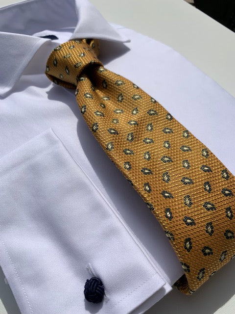 Bruno Marchesi Yellow with Black Floral Paisley Tie