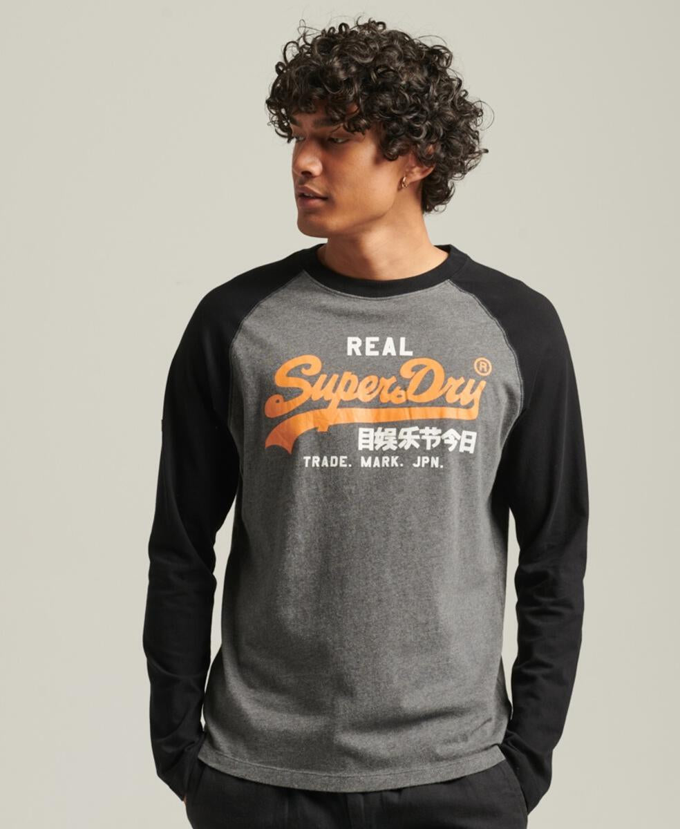 Superdry Organic Cotton Vintage Logo Raglan Long Sleeve Shirt on clearance