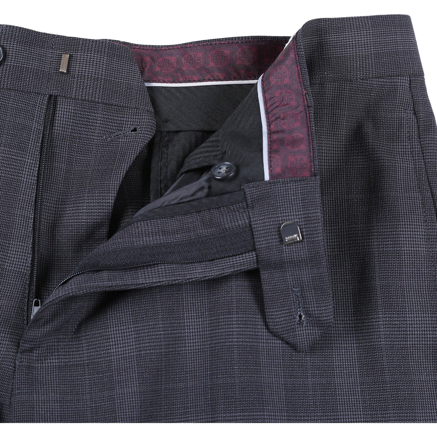 72-52-095EL English Laundry Slim Fit Charcoal Checked Notch Suit