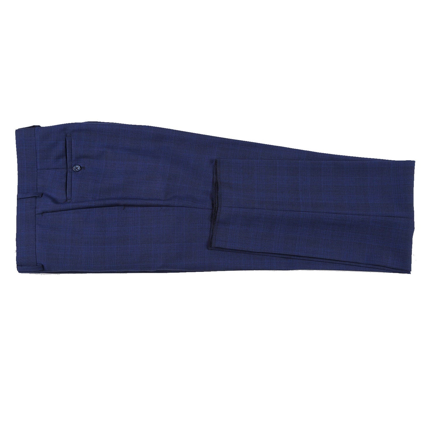EL72-55-412 Slim Fit English Laundry Midnight Blue Plaid Wool Blend Suit