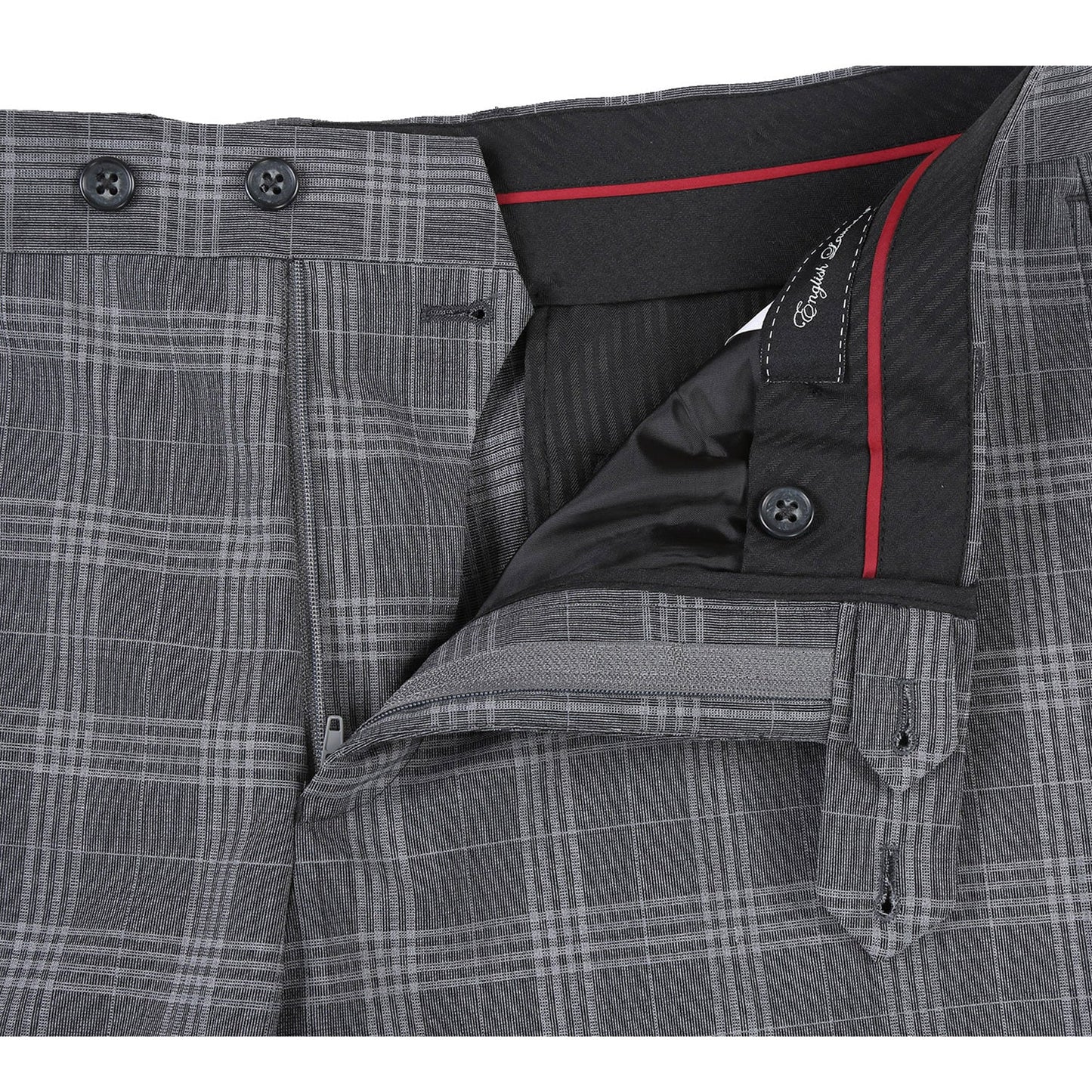 EL72-58-093 Slim Fit English Laundry Gray Check Peak Lapel Wool Blend Suit