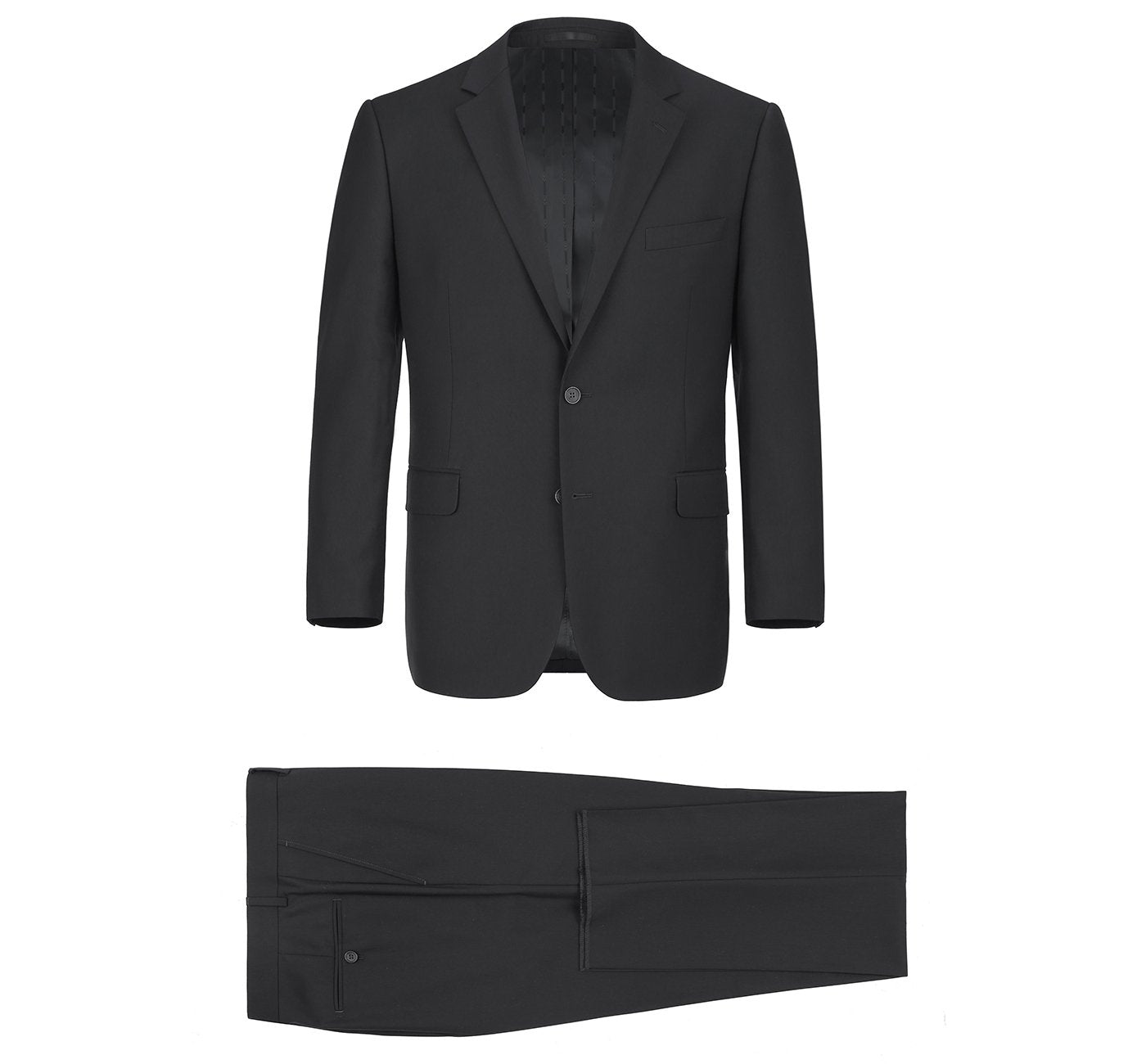 201-1 Men's 2-Piece Single Breasted Black Notch Lapel Suit