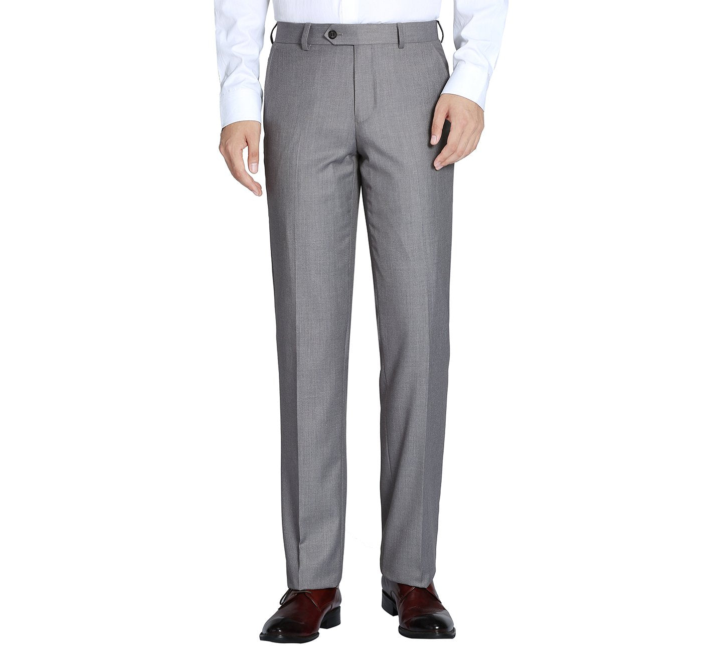 508-5 Men's Light Grey Classic Fit Flat Front Wool Suit Pant