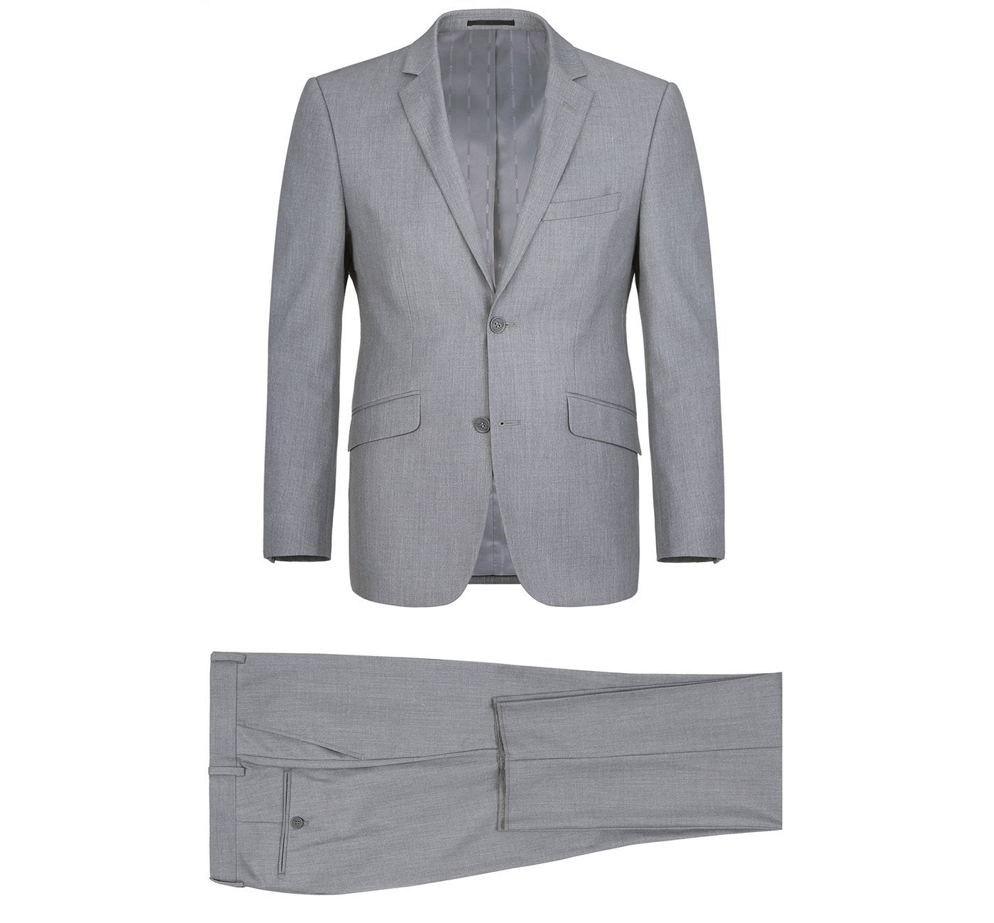 202-2 Men's Light Grey 2-Piece Single Breasted Notch Lapel Suit