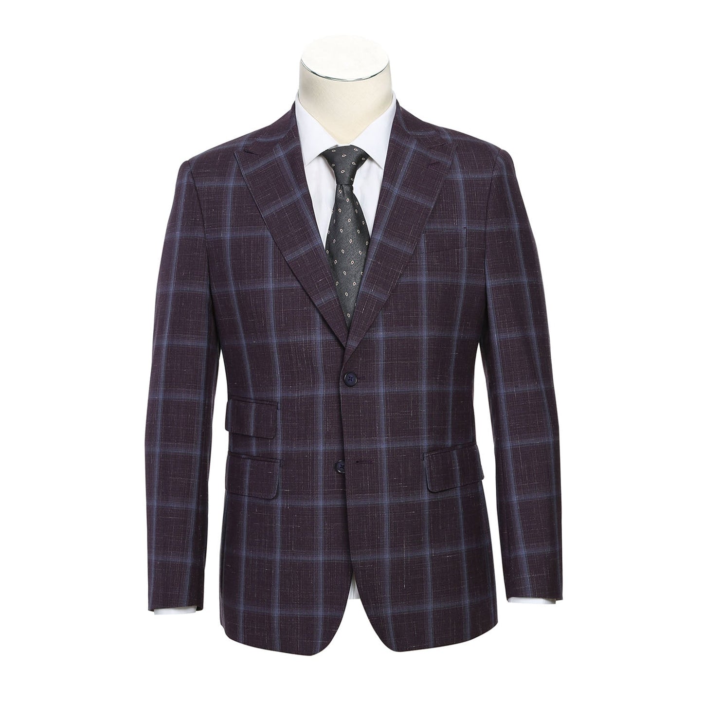 EL72-62-900 Slim Fit English Laundry Purple Windowpane Check Wool Suit