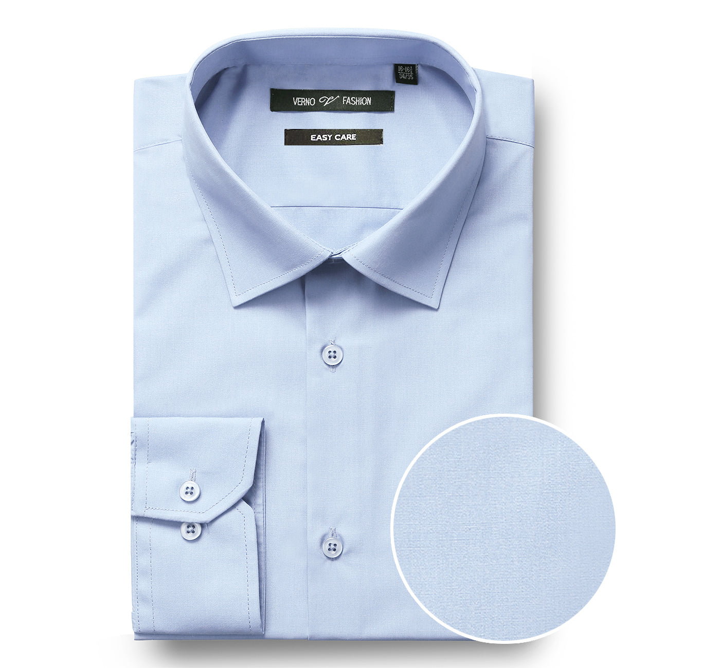 CS0221 Men's Classic Fit Long Sleeve Travel Easy-Care Cotton Light Blue Dress Shirt