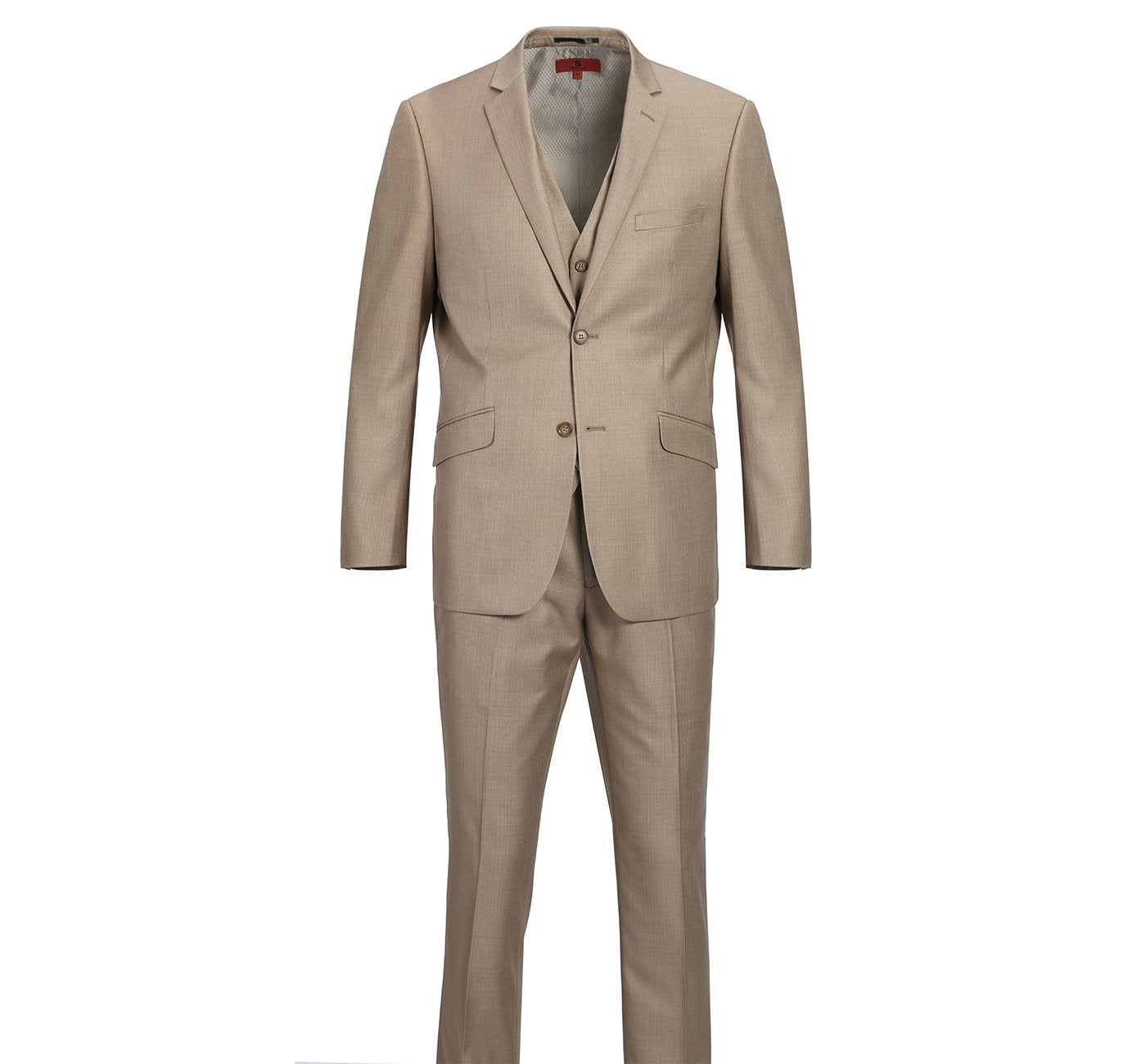 202-3 Men's Light Heathered Brown 2-Piece Single Breasted Notch Lapel Suit