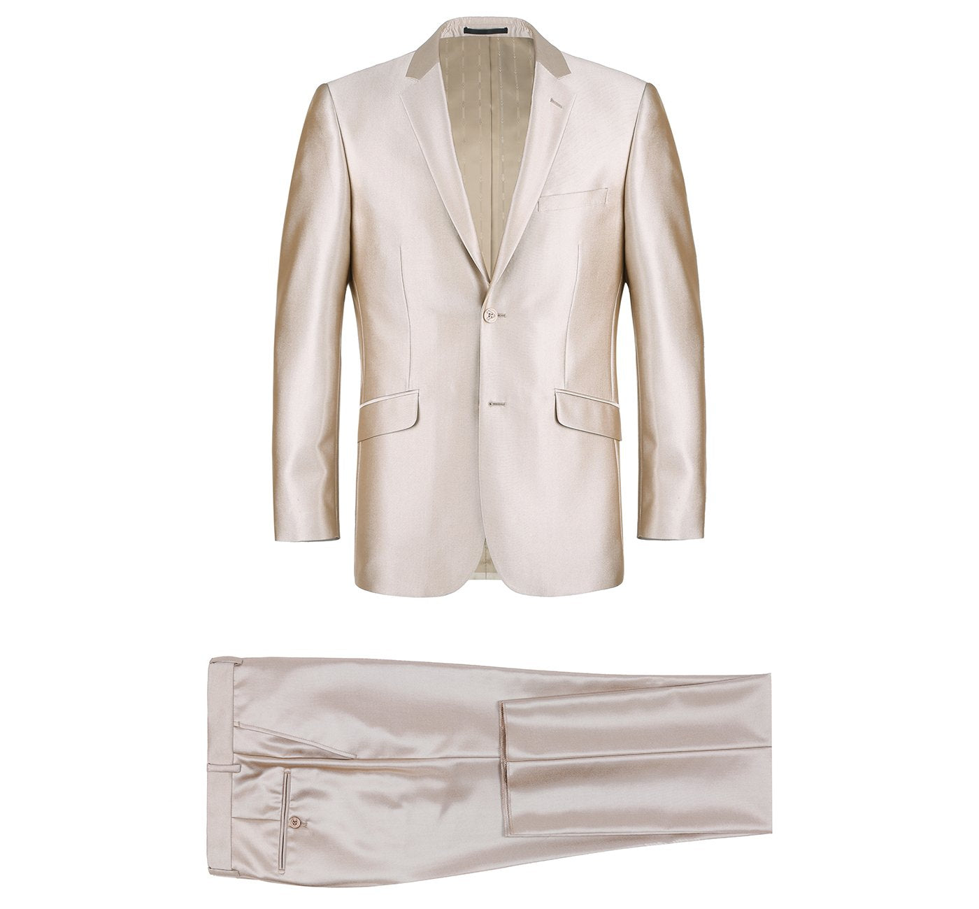 207-3 Men's Beige Sharkskin Italian Styled Two Piece Suit