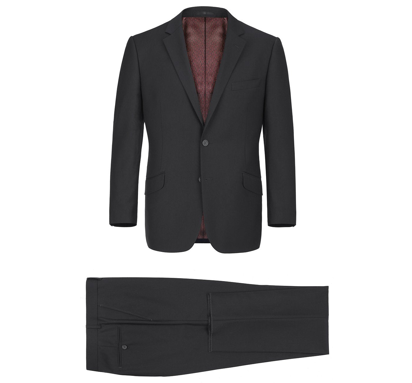 2110-1 Men's Slim Fit Black Solid Stretch 2-Piece Suit