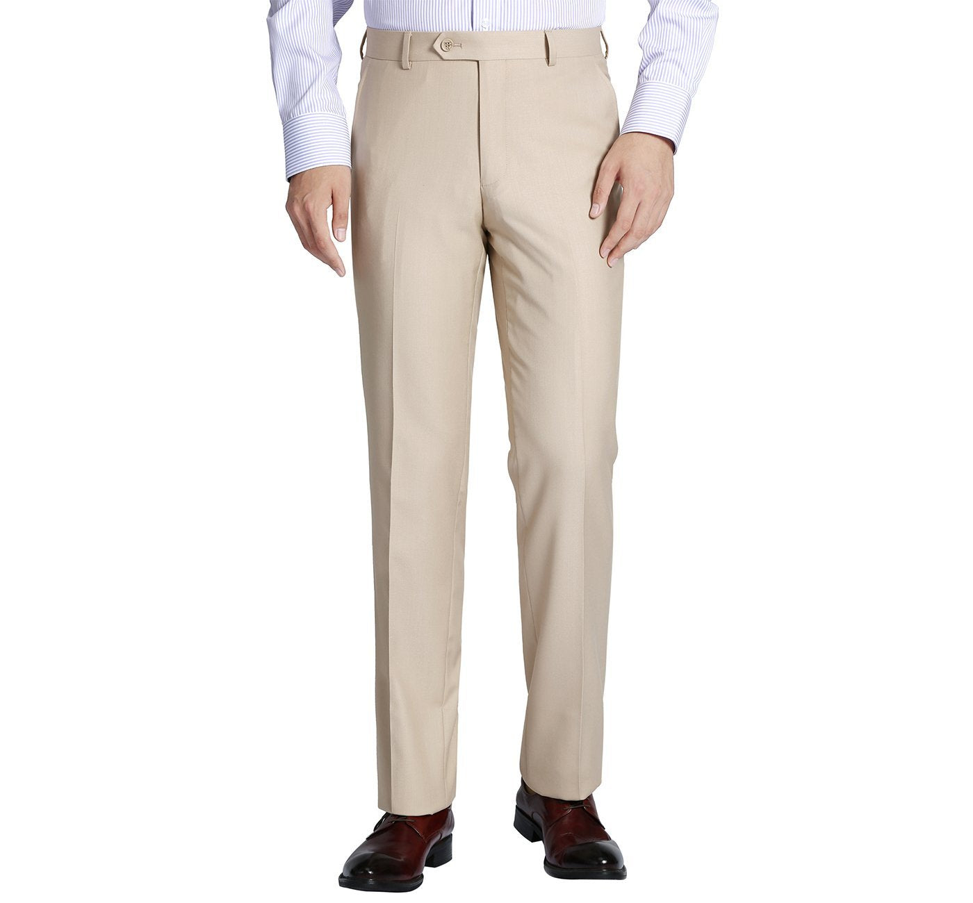 201-3 Men's Beige Flat Front Suit Separate Pants