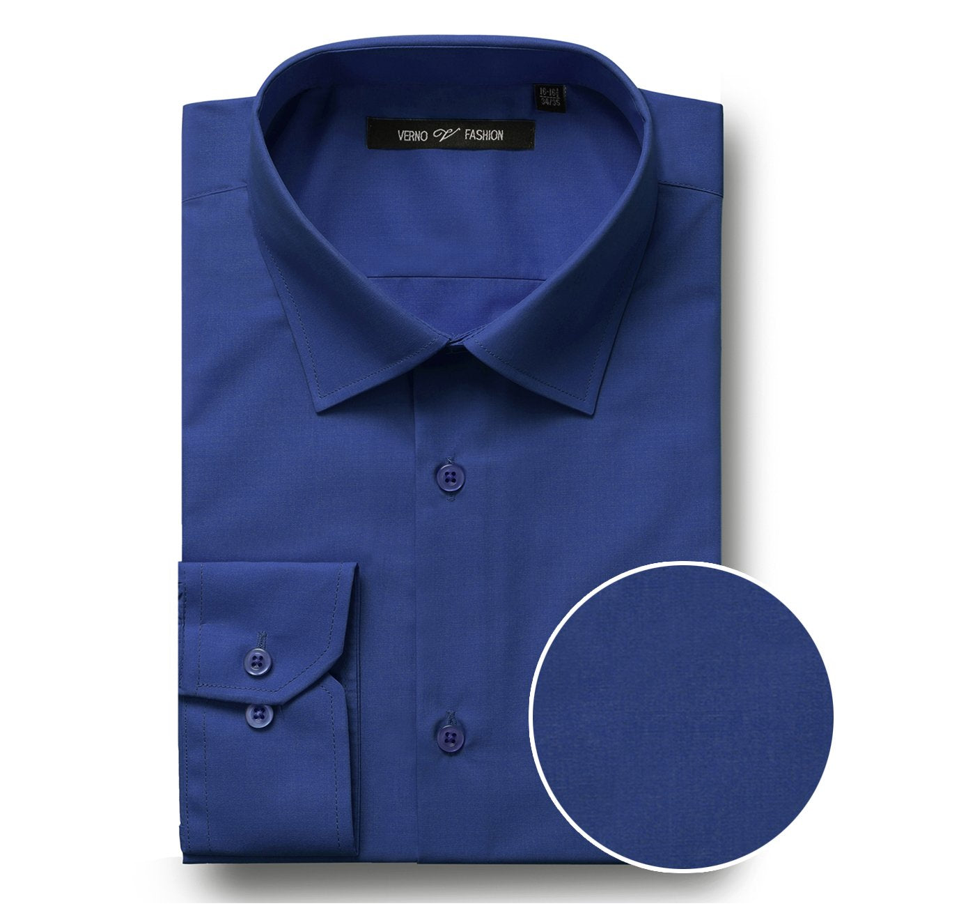 TC635 Men's Classic Fit Long Sleeve Navy Spread Collar Dress Shirt