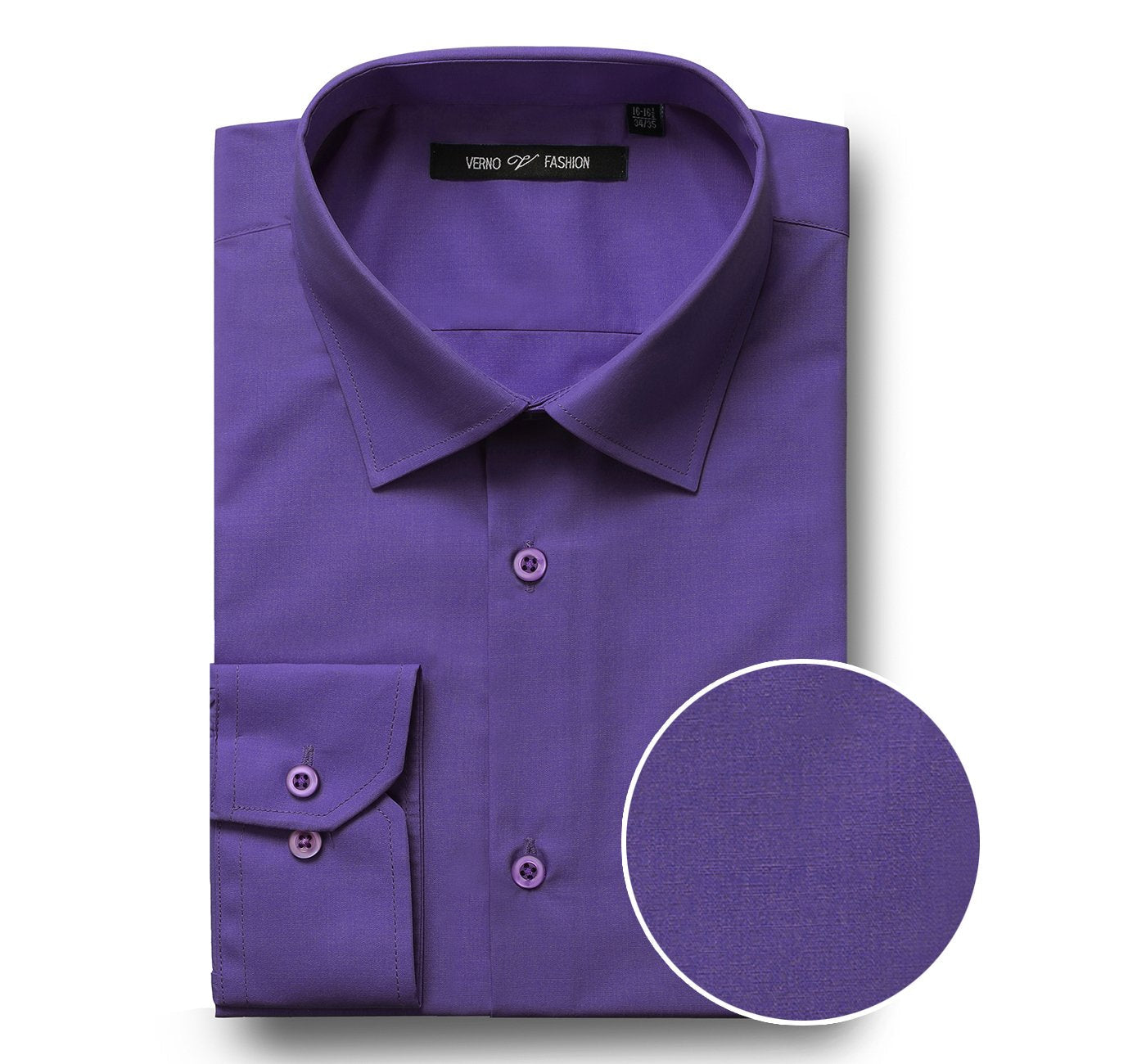TC640 Men's Classic Fit Long Sleeve Purple Spread Collar Dress Shirt
