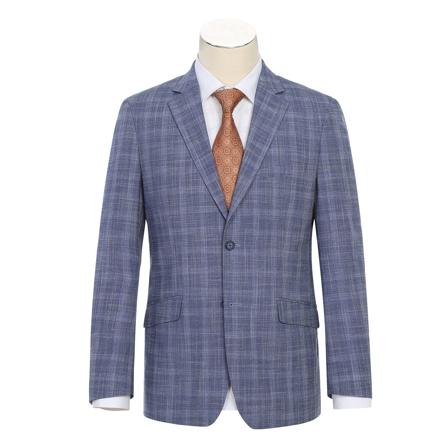 293-24 Men's Slim Fit Light Blue Plaid Suit