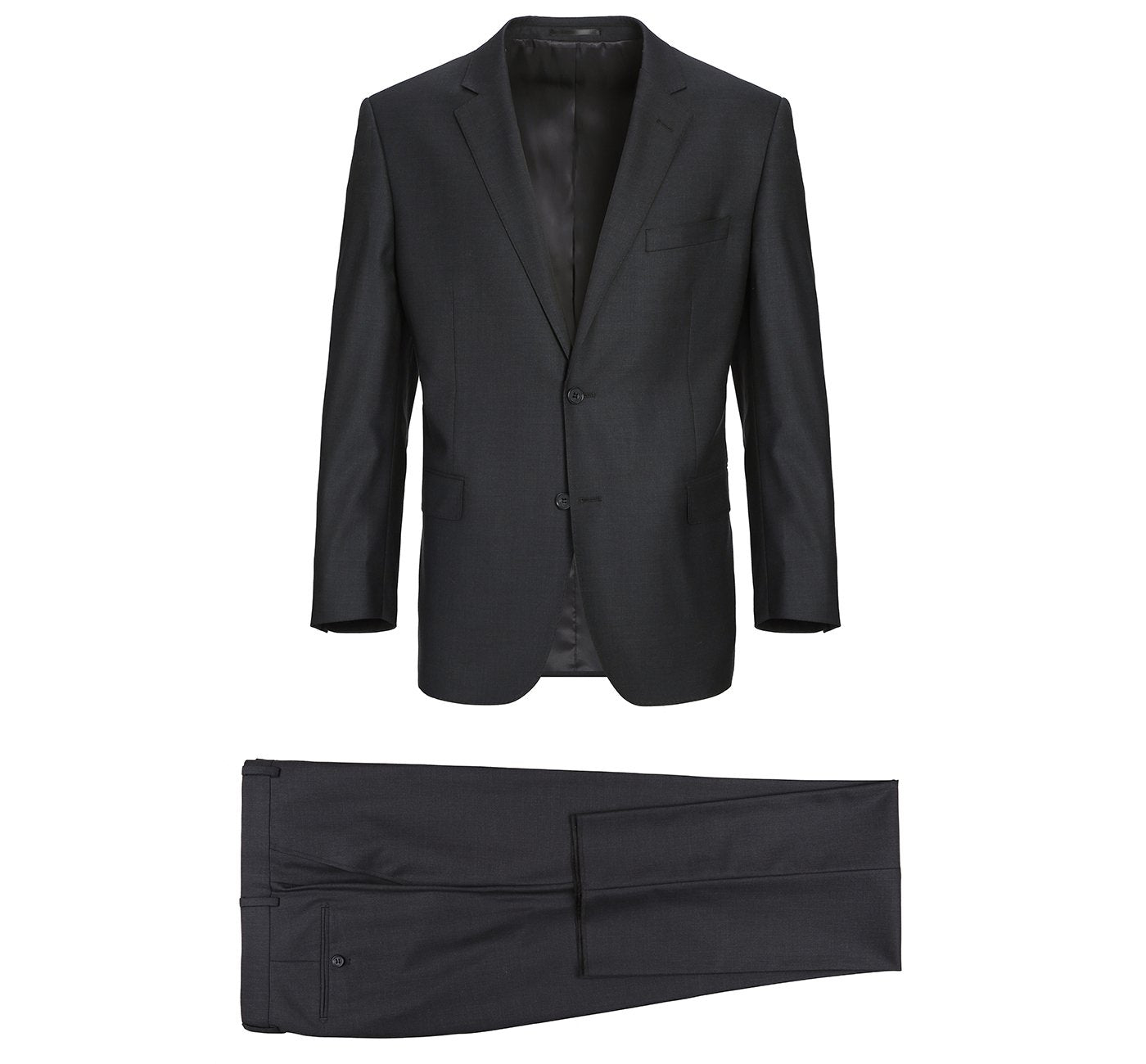 555-3 Men's Dark Grey 2-Piece Notch Lapel 100% Wool Suit