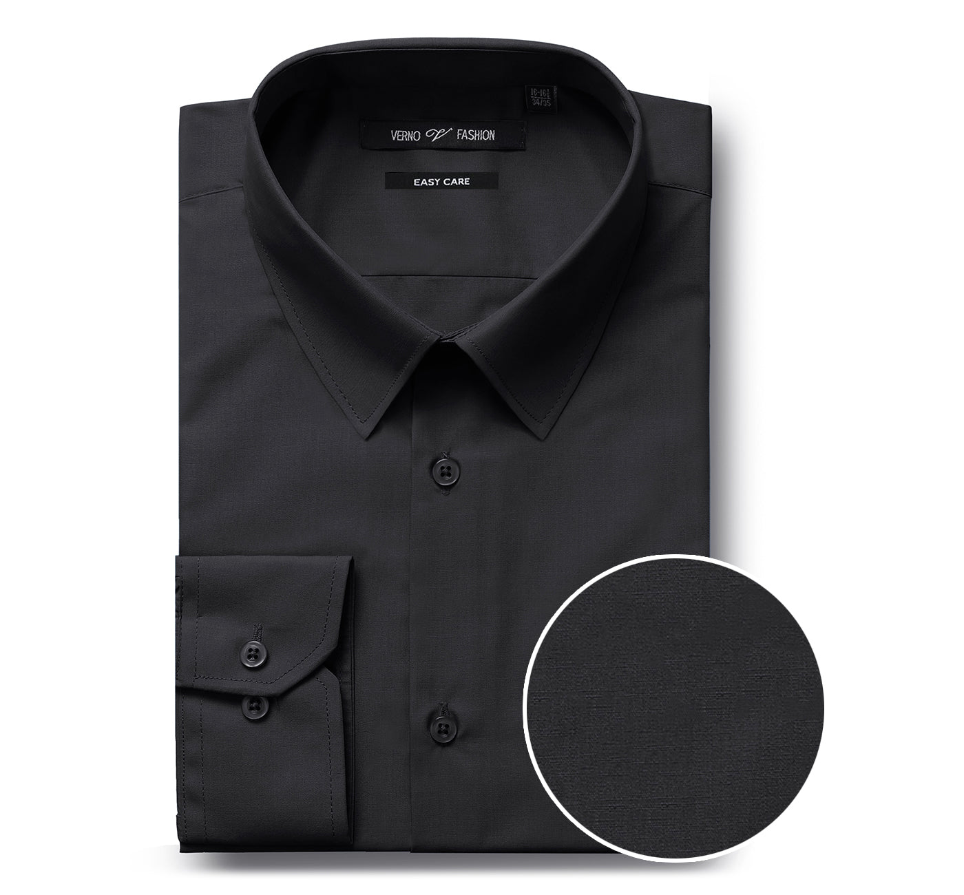 CS0223 Men's Classic Fit Long Sleeve Travel Easy-Care Cotton Black Dress Shirt