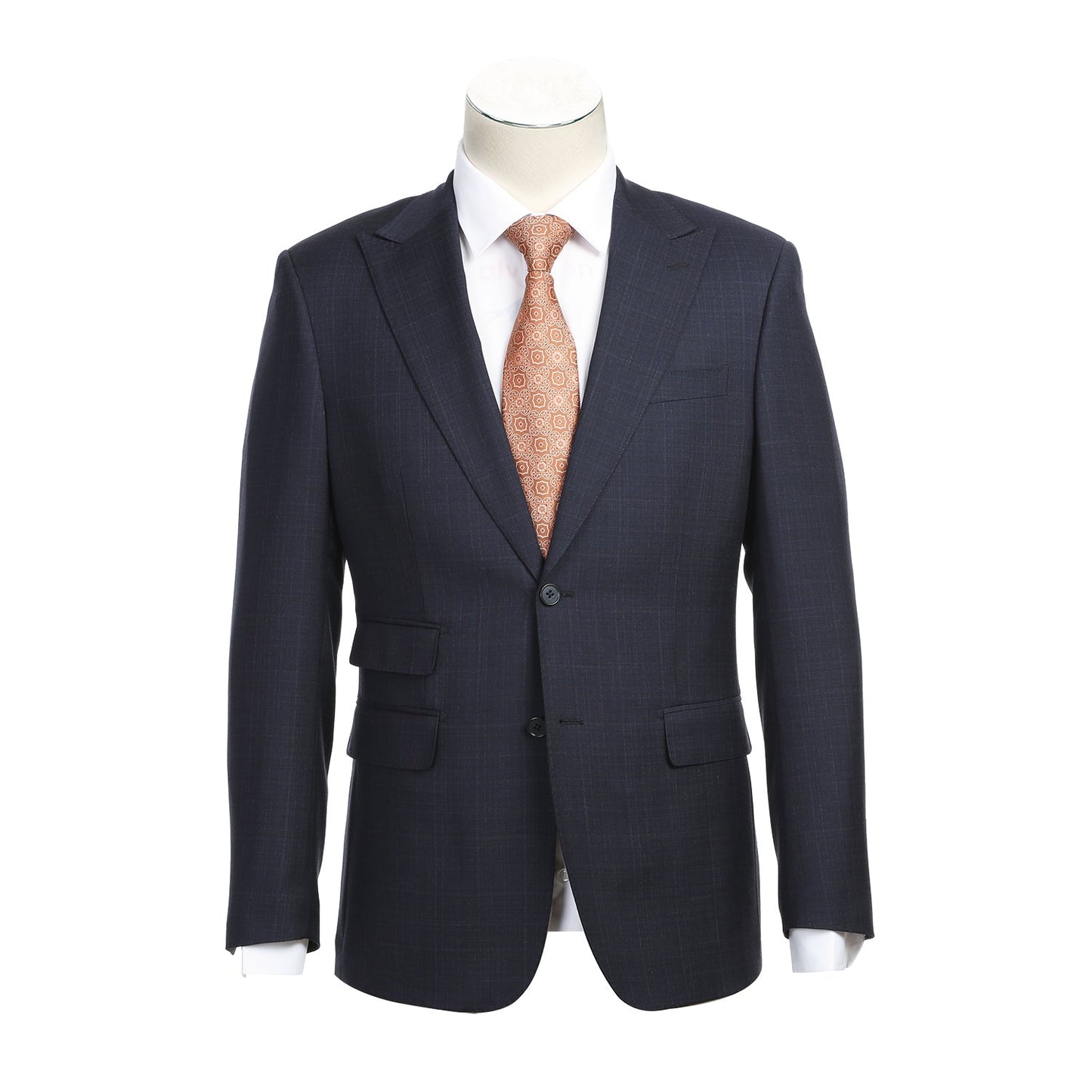 EL82-18-412 Navy Plaid Wool Suit