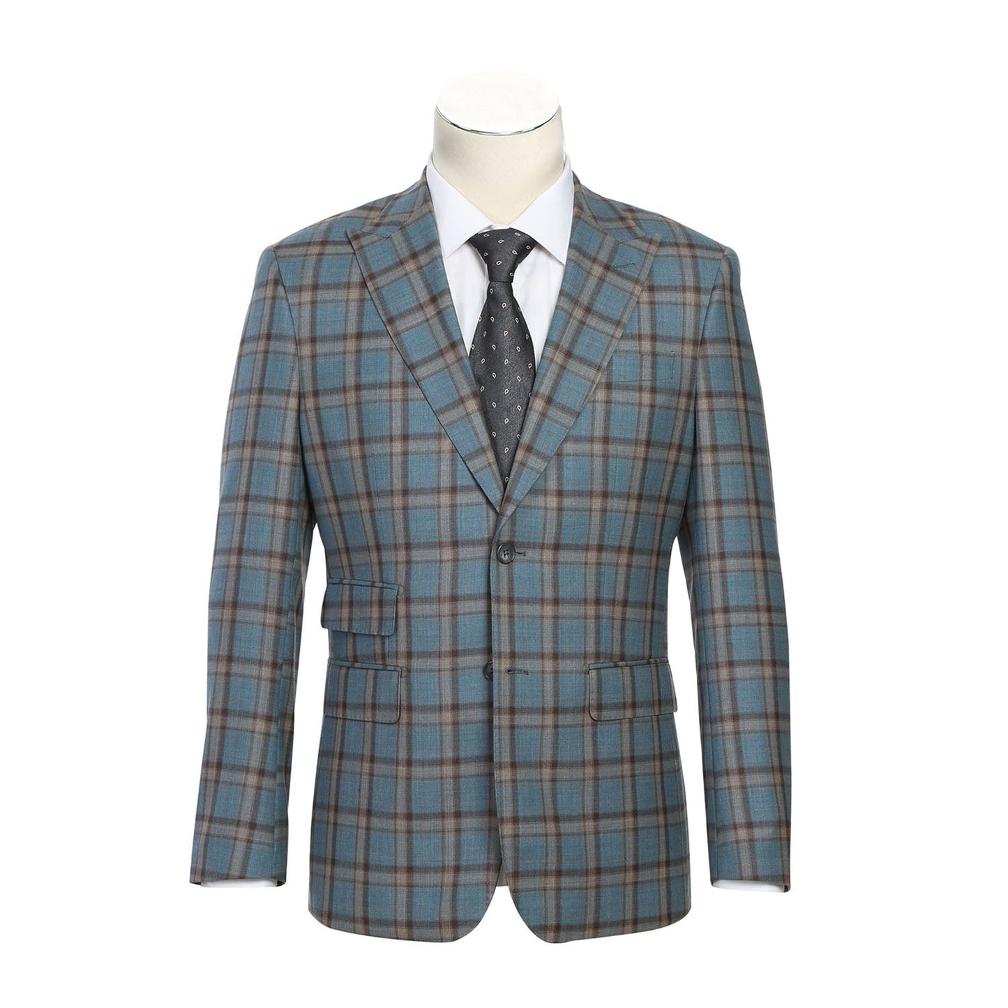 EL72-57-470 Slim Fit English Laundry Light Gray with Bronze Stereoscopic-Grid Wool Suit