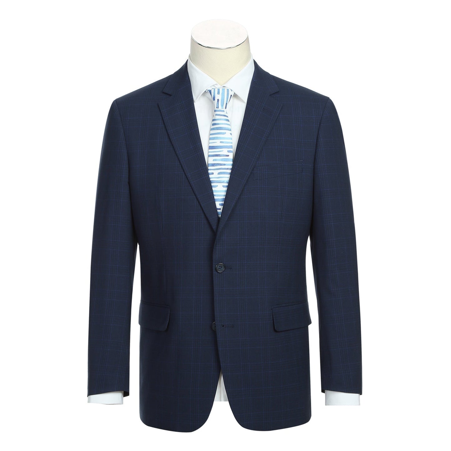 293-26 Men's Classic Fit Blue Plaid Suit
