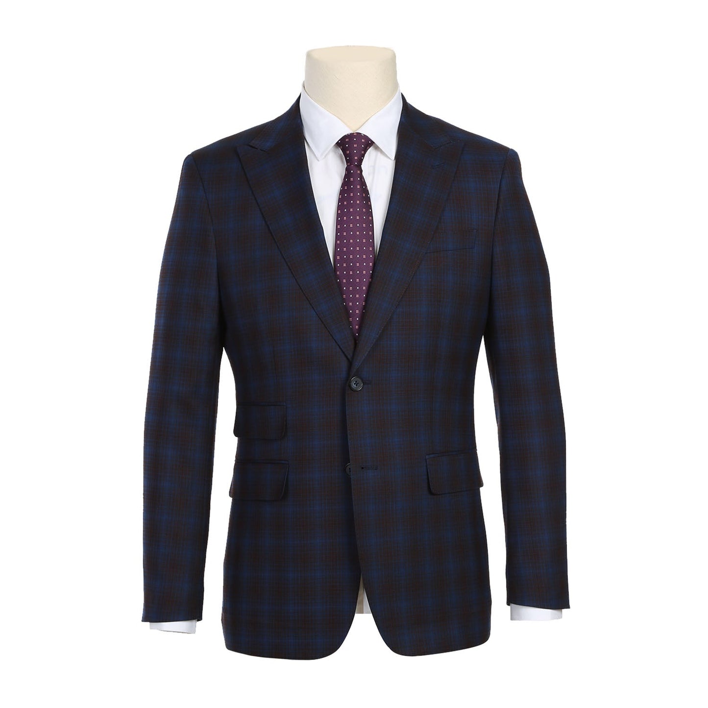 82-55-470EL Slim Fit English Laundry Navy with Burgundy Check Suit