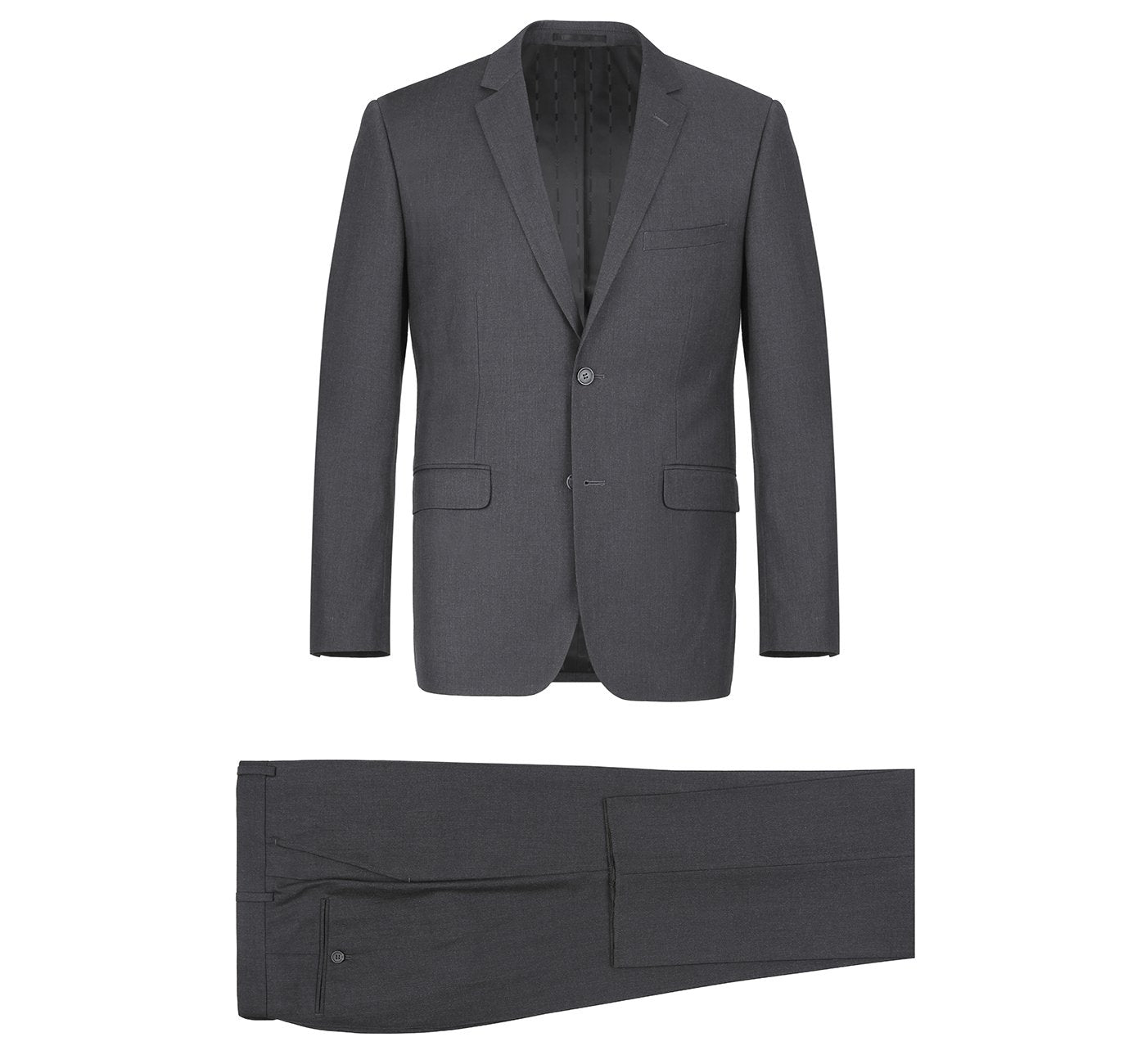 202-1 Men's Dark Grey 2-Piece Single Breasted Notch Lapel Suit