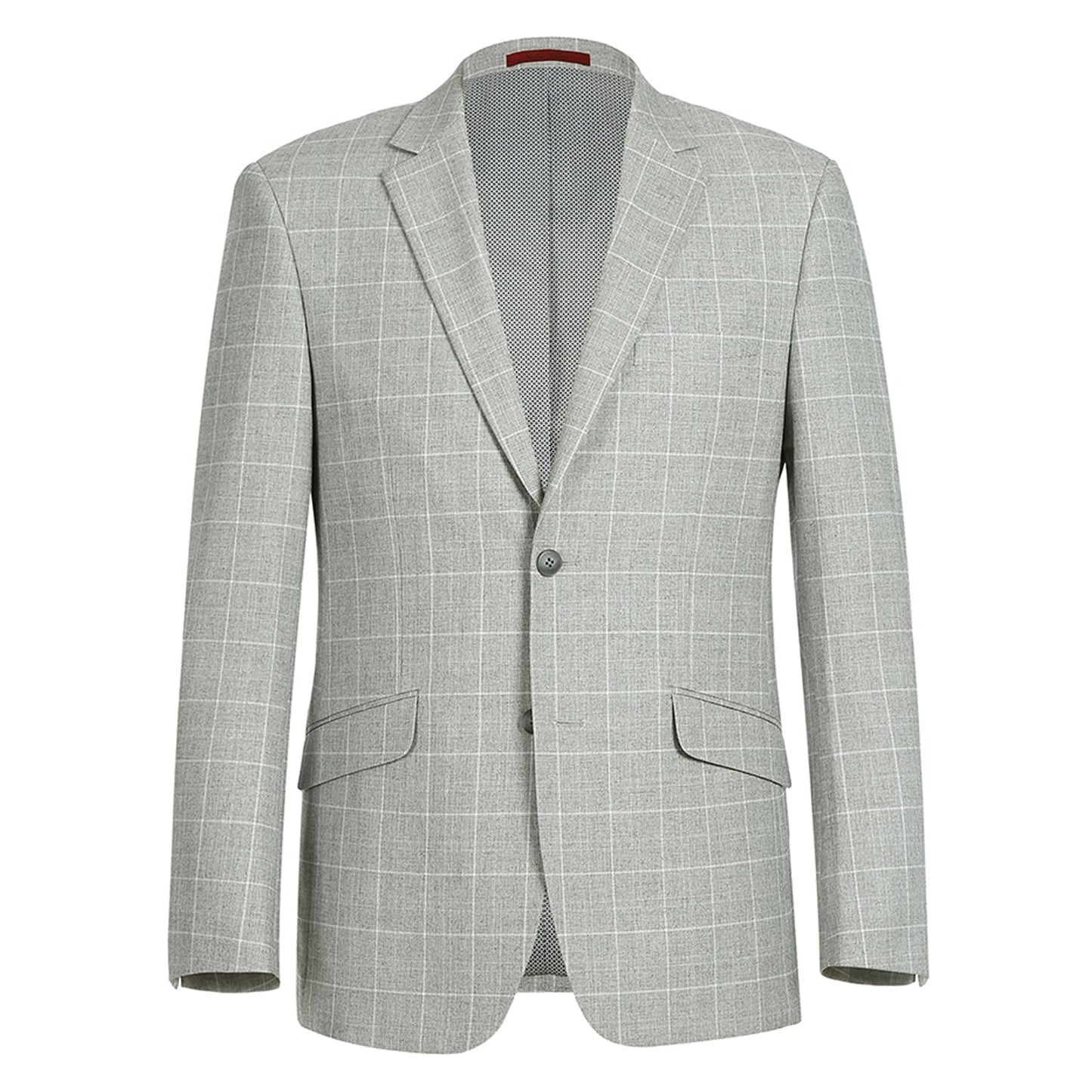 294-10 Men's Slim Fit Notch Lapels Light Gray Windowpane Sport Coat