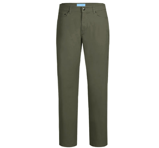 PF20-20 Men's 5-Pocket Olive Cotton Stretch Washed Flat Front Chino Pants