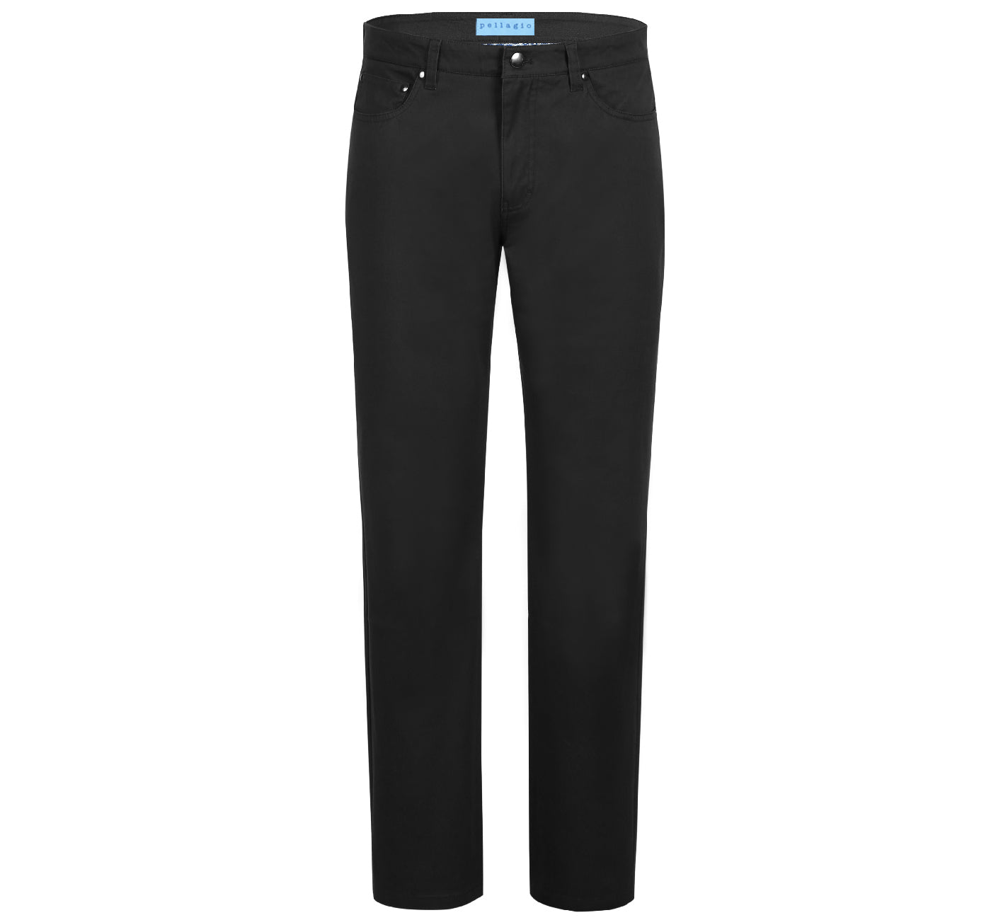 PF20-24 Men's 5-Pocket Black Cotton Stretch Washed Flat Front Chino Pants