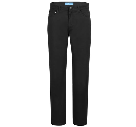 PF20-24 Men's 5-Pocket Black Cotton Stretch Washed Flat Front Chino Pants