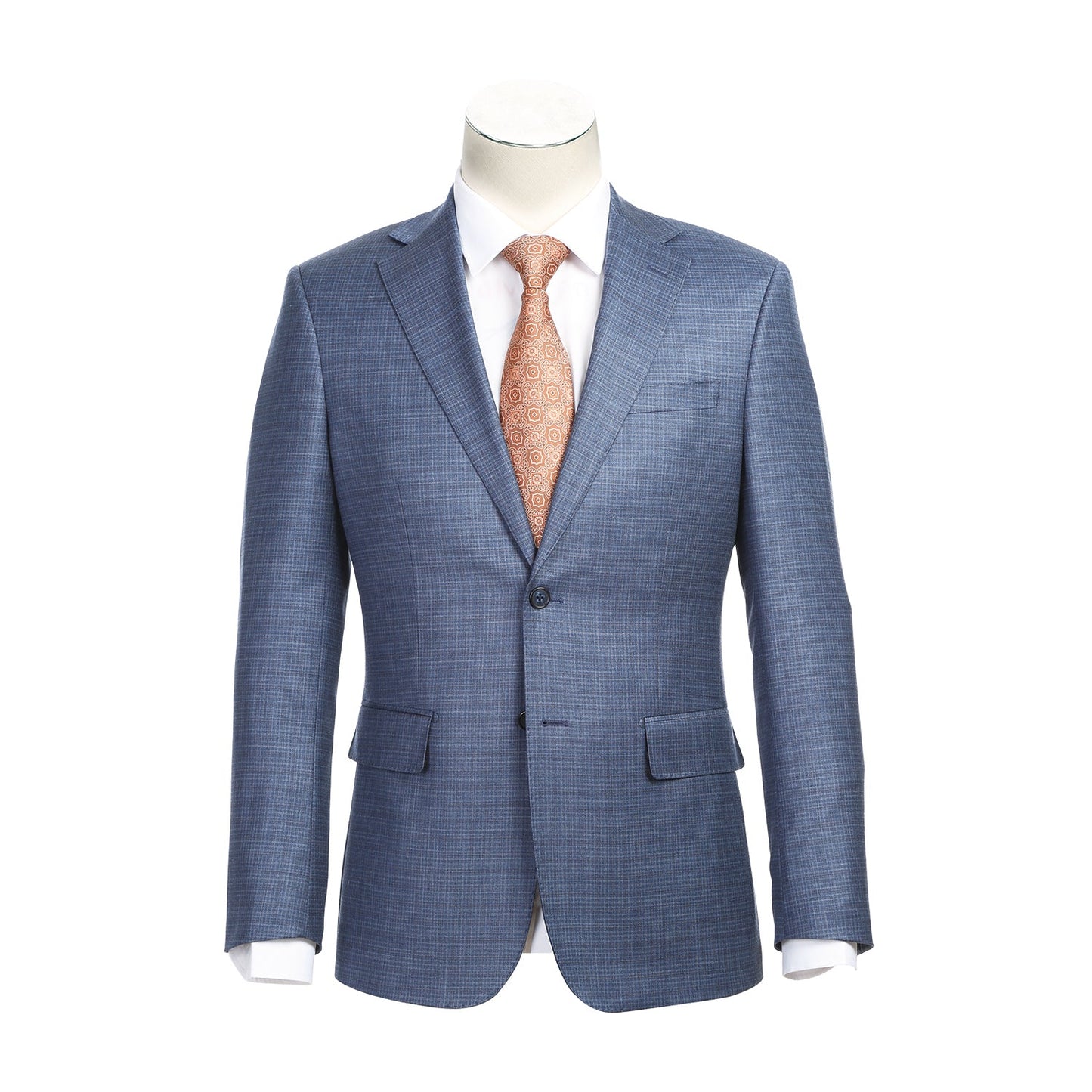 EL82-60-402 Slim Fit Pale Blue Pattern Wool Suit