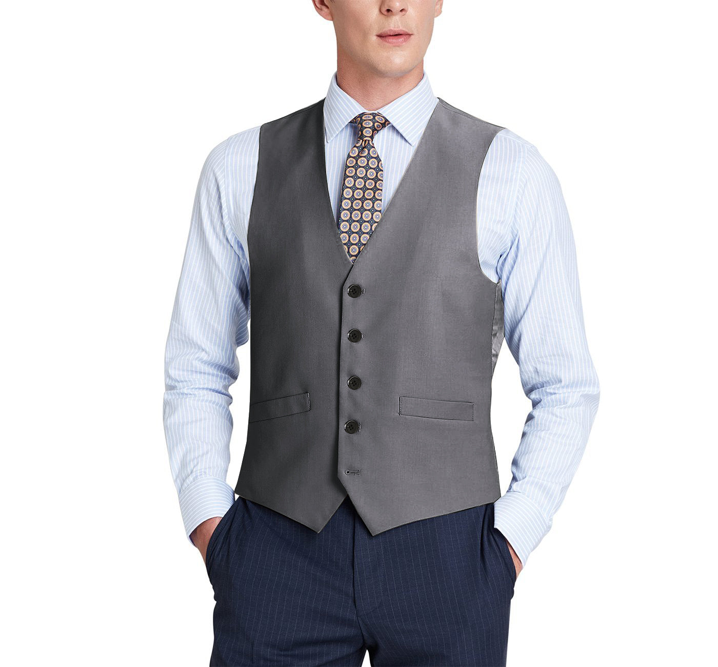 508-3 Men's Charcoal Grey Classic Fit Suit Separate Wool Vest