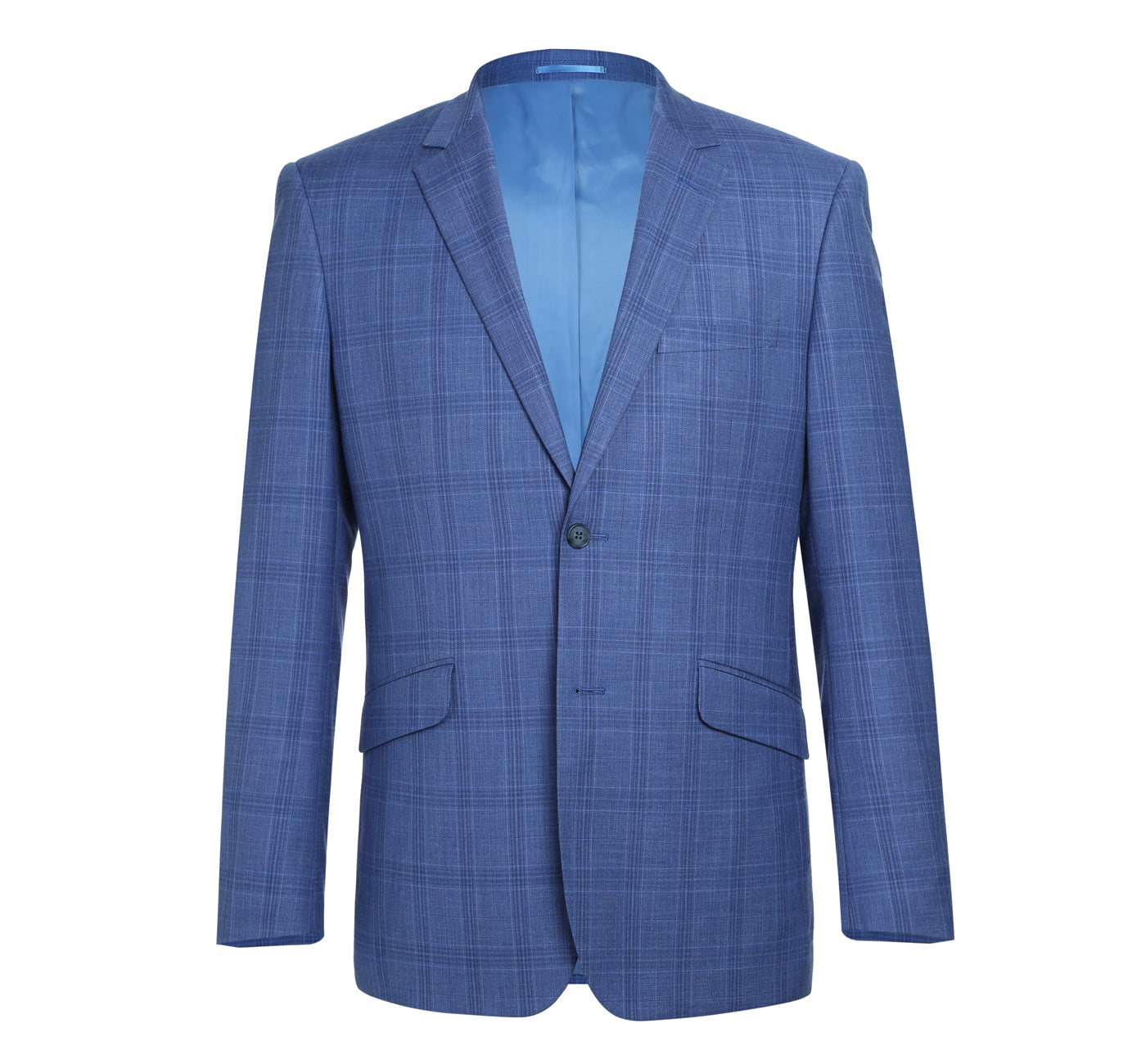 293-10 Men's 2-Piece Slim Fit Medium Blue Windowpane Suit