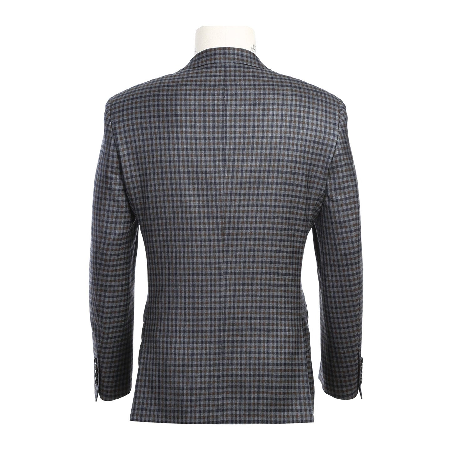 563-10 Men's Slim Fit Wool Grey/Blue/Brown Checked Sport Coat