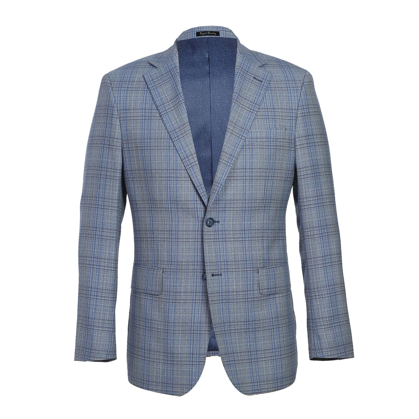 EL72-68-401 Slim Fit English Laundry Light Gray with Blue Check Wool Suit