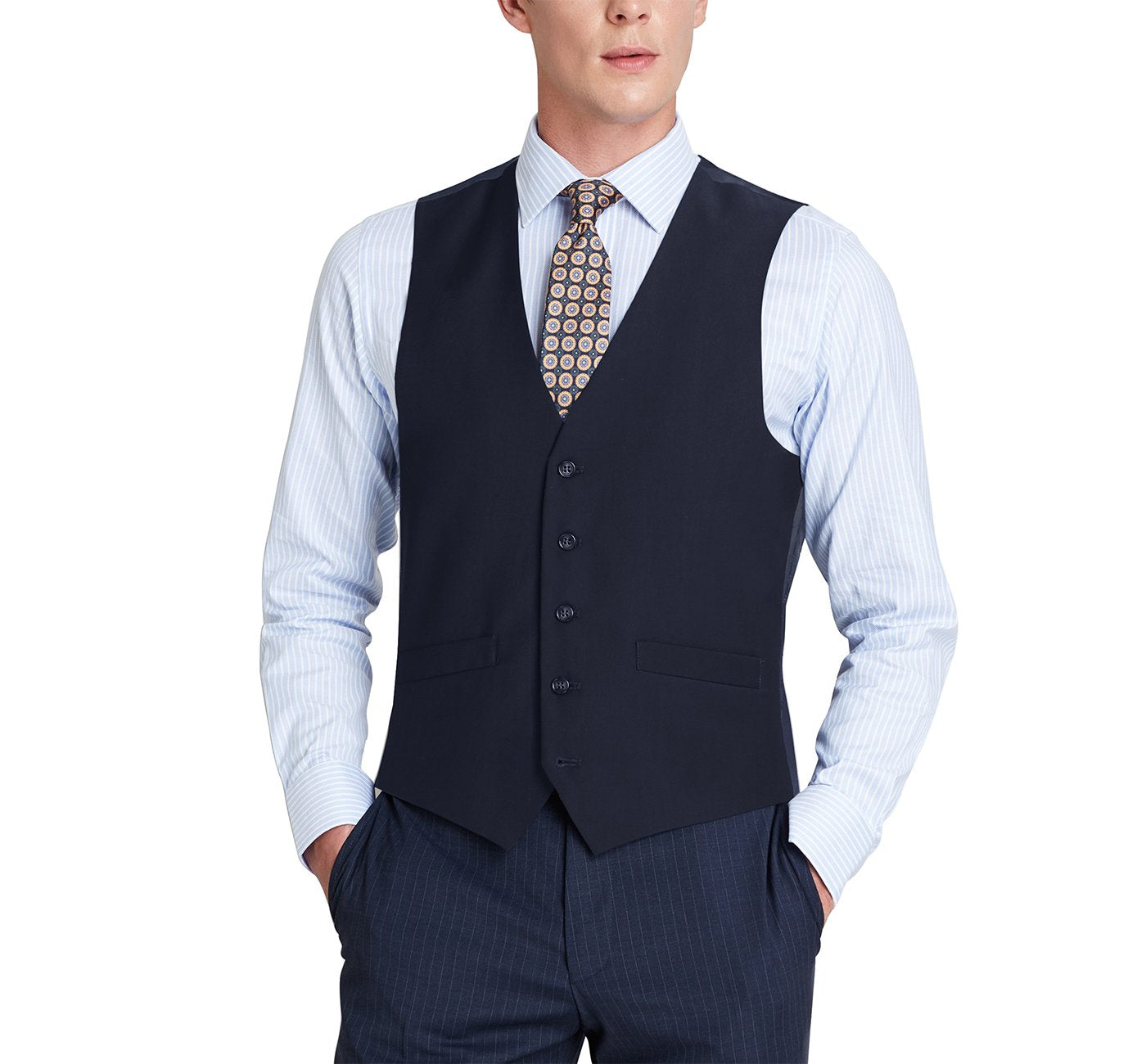 201-2 Men's Dark Navy Classic Fit Suit Separate Vest