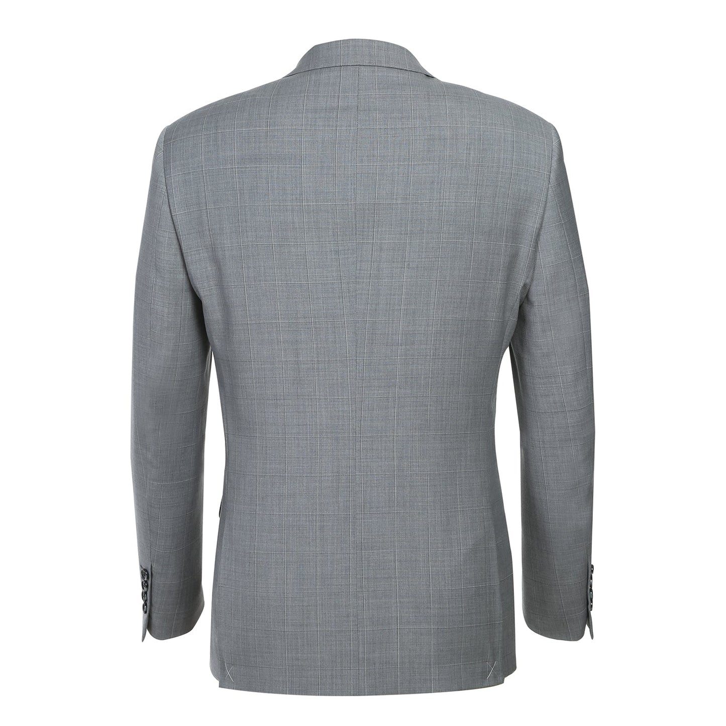 564-1 Men's Classic Fit Wool Blend Light Grey Windowpane Suit