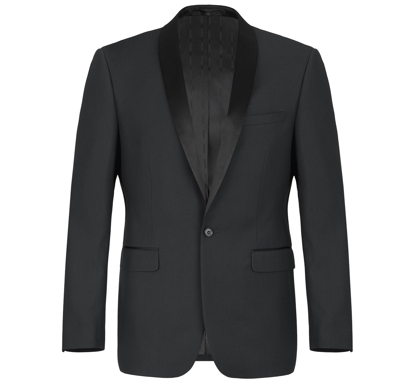 201-1 Men's Black Shawl Lapel Slim Fit 2-Piece Tuxedo