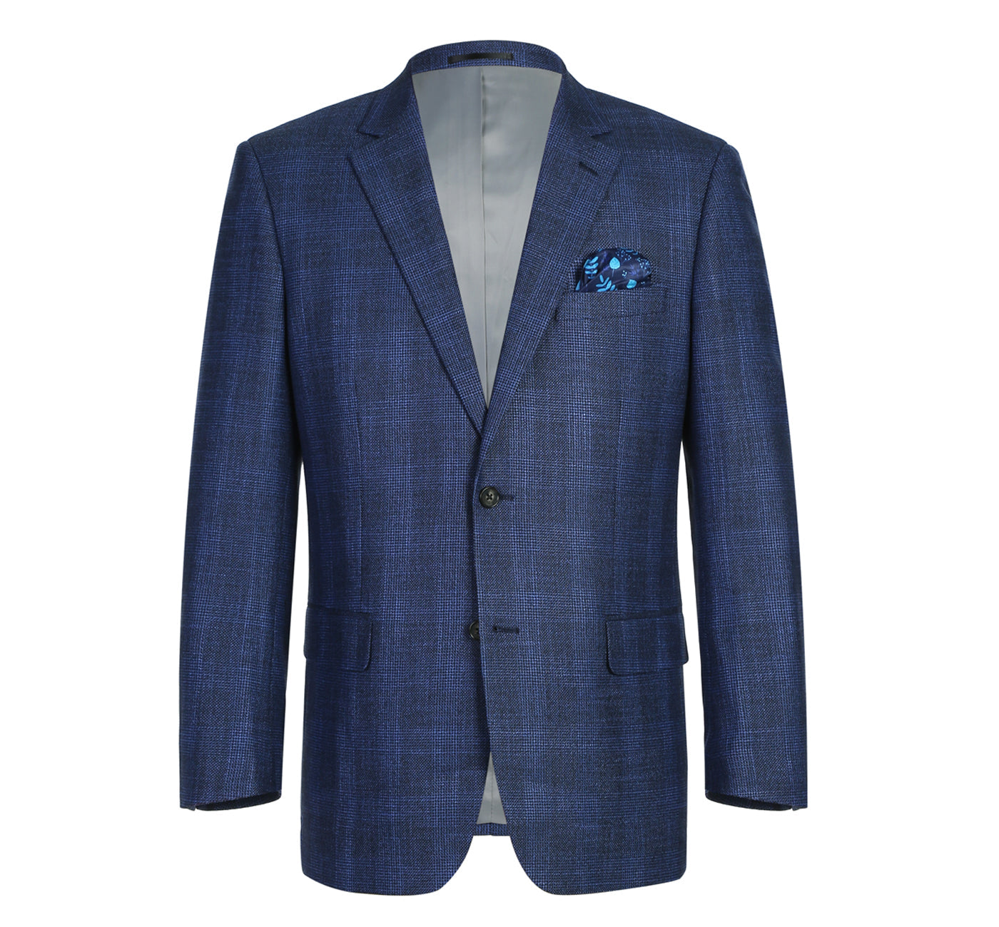 294-5 Men's Classic Fit Single Breasted Two Button Navy Plaid Sport Coat