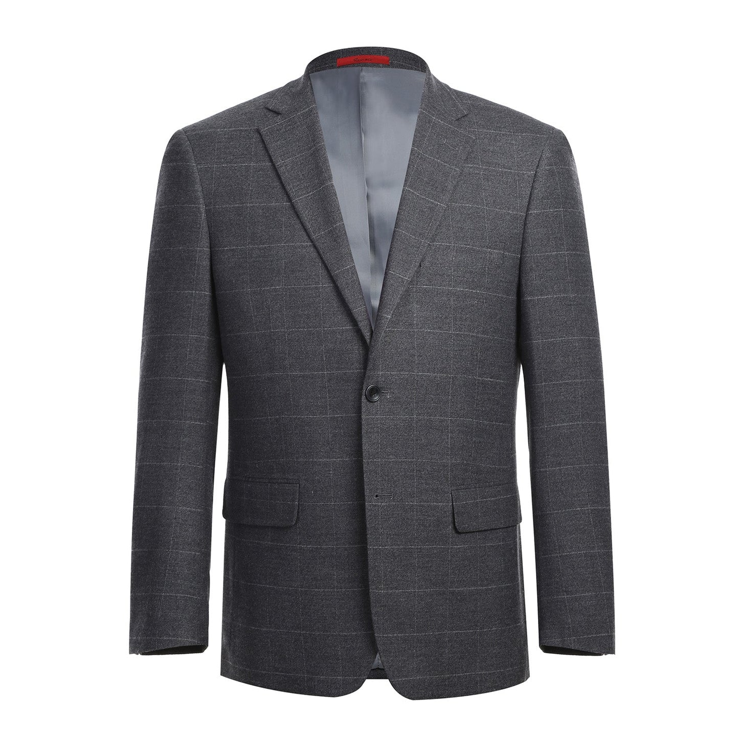 293-31 Men's Slim Fit Grey Windowpane Suit