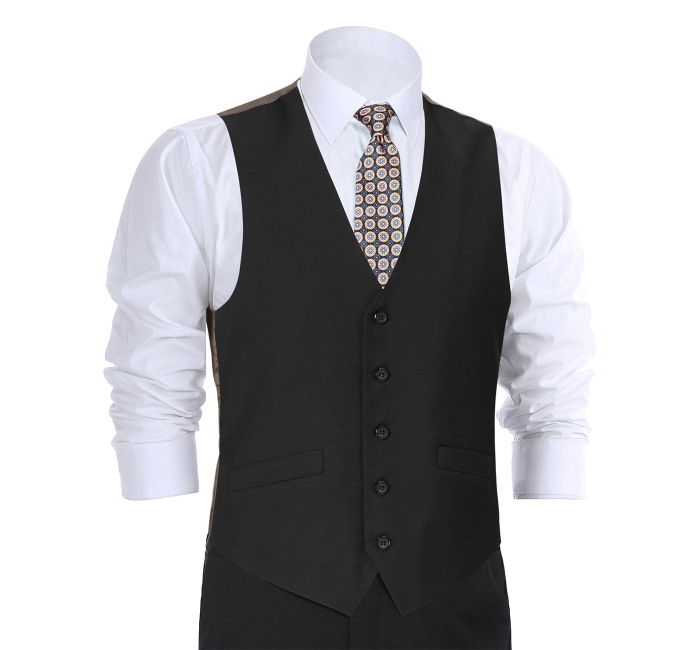 508-1 Men's Black Classic Fit Suit Separate Wool Vest