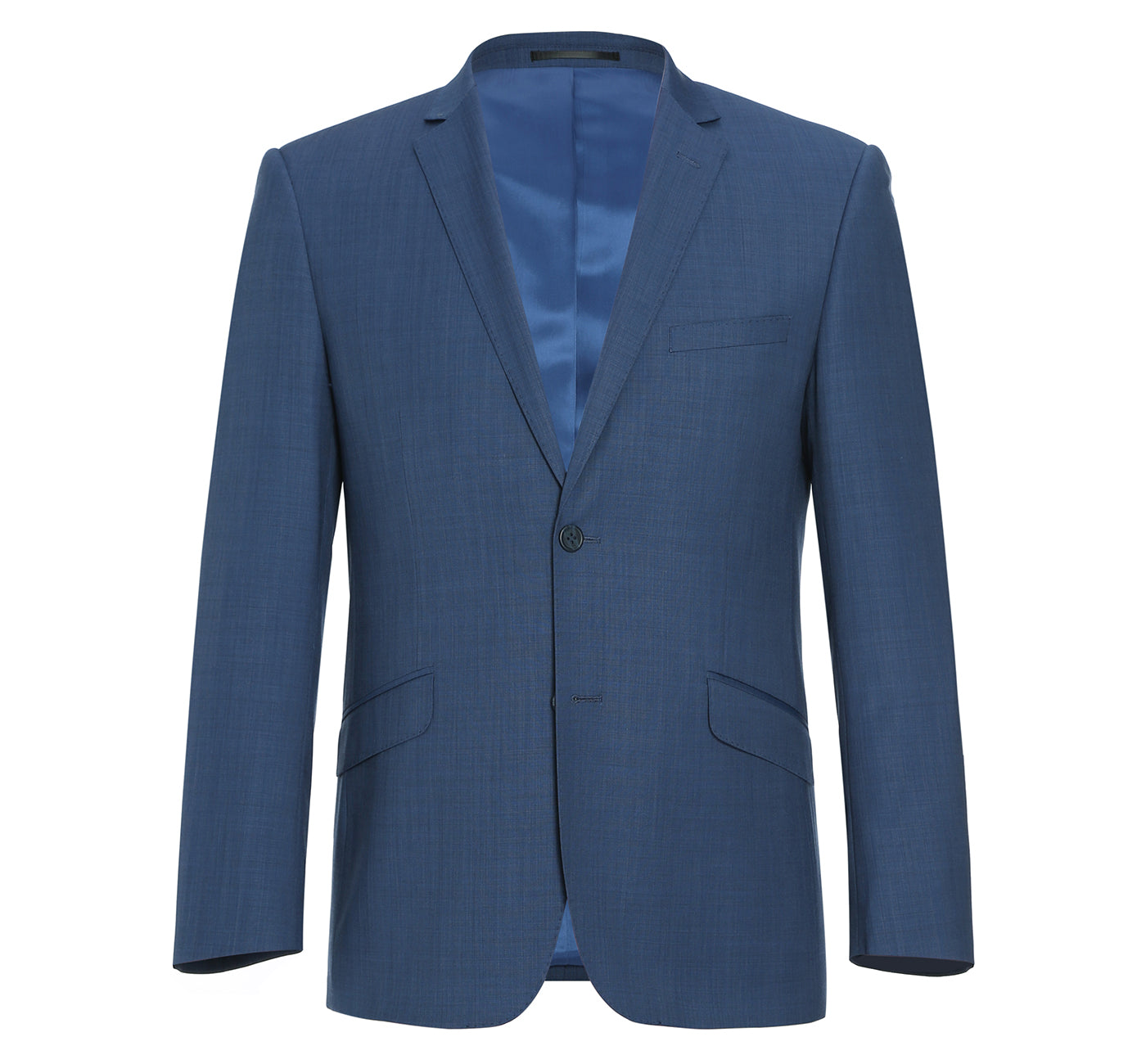 557-1 Men's 2-Piece Slim Fit Single Breasted Medium Blue Sharkskin Wool Blend Suit