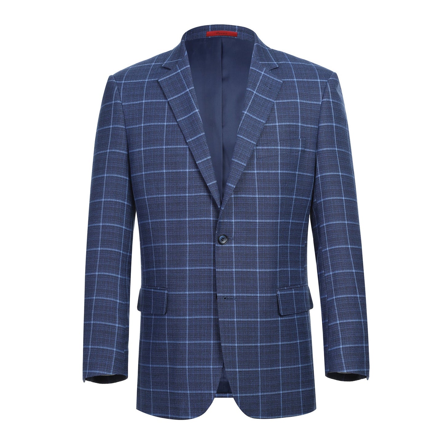 294-22 Men's Classic Fit Medium Blue Windowpane Sport Coat