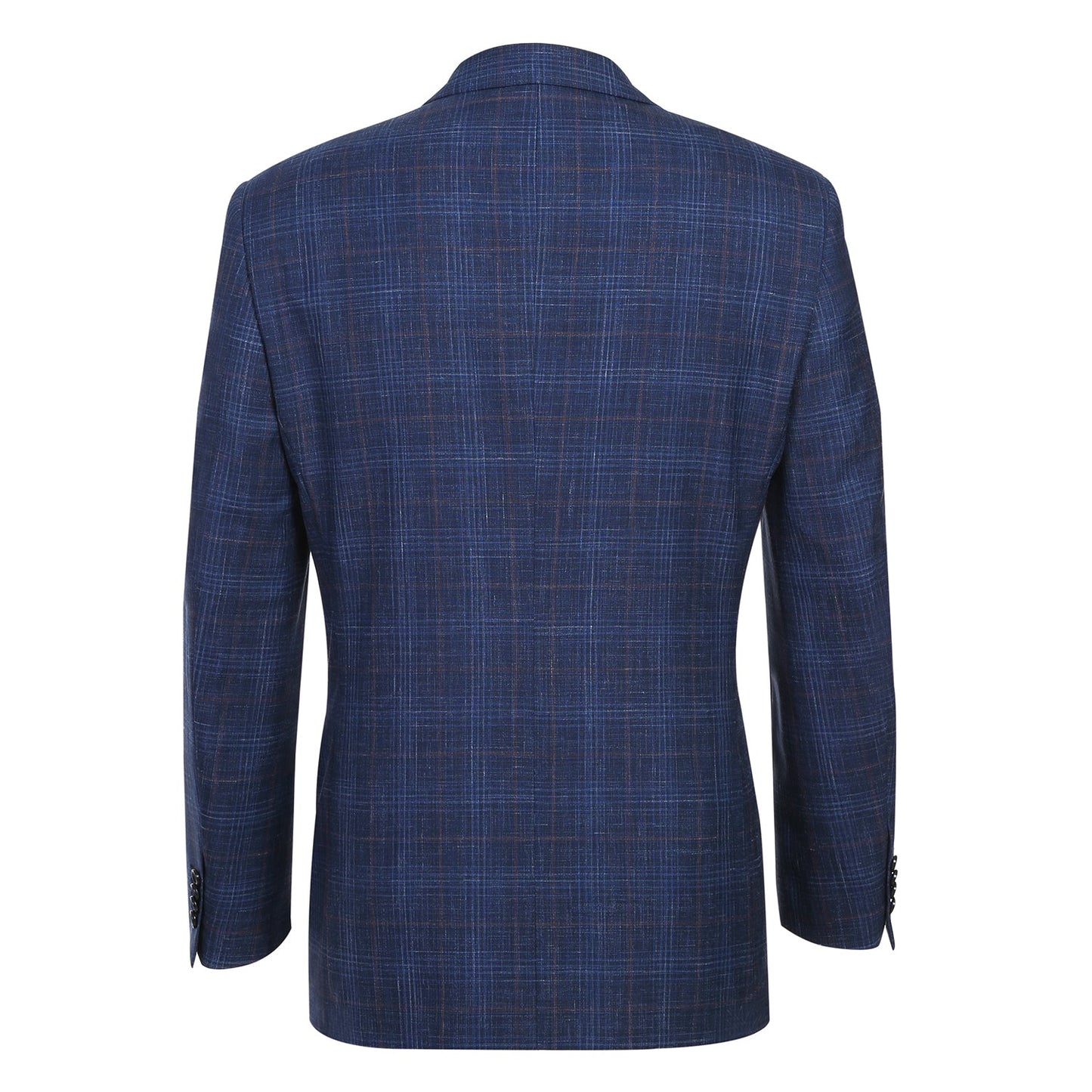 563-4 Men's Classic Fit Wool Blend Navy Checked Blazer