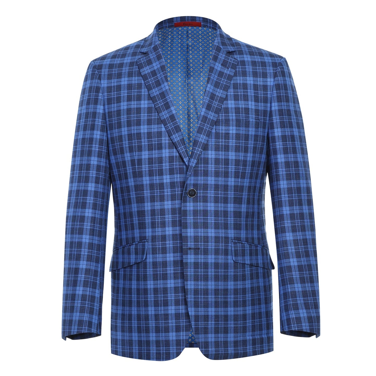294-17 Men's Slim Fit Bright Blue Plaid Sport Coat