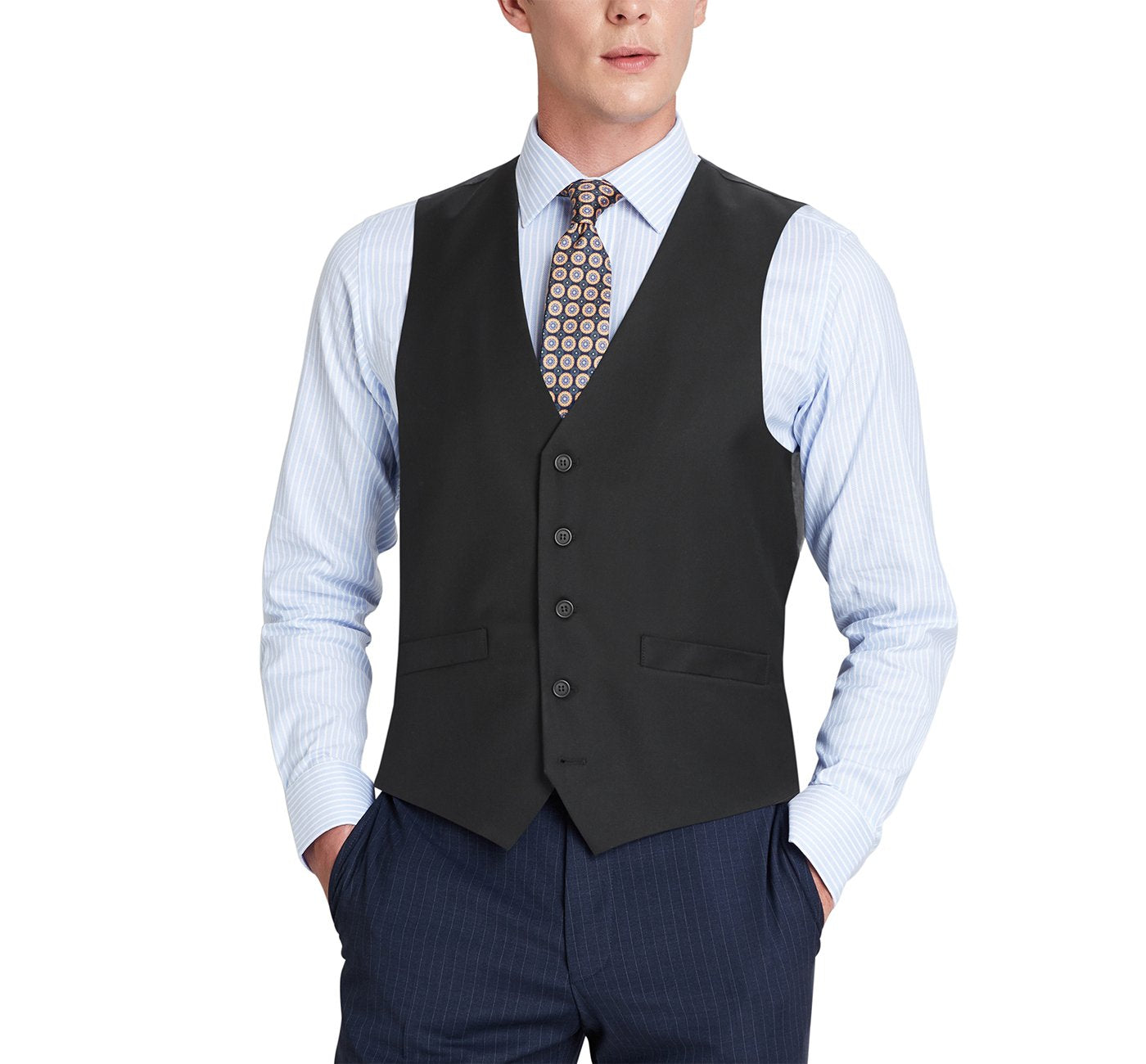 201-1 Men's Black Classic Fit Suit Separate Vest