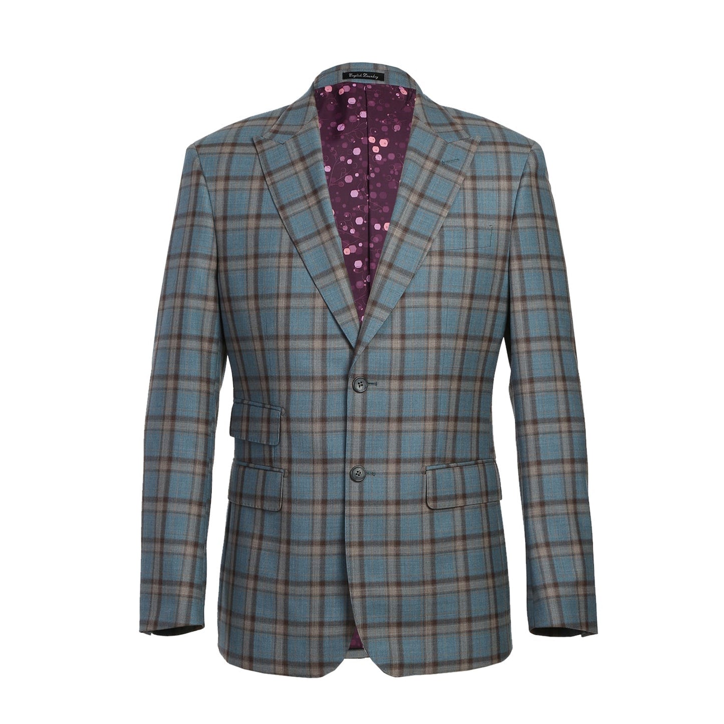 EL72-57-470 Slim Fit English Laundry Light Gray with Bronze Stereoscopic-Grid Wool Suit