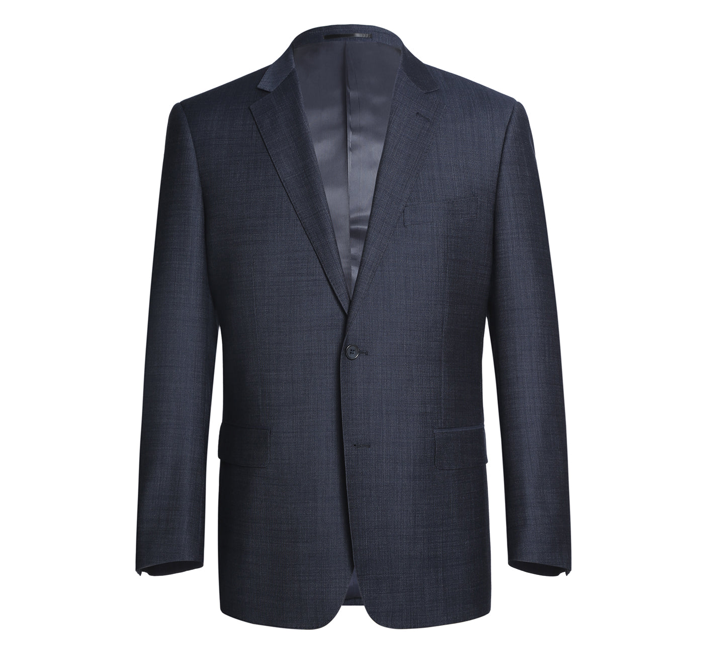 558-3 Men's Two Piece Classic Fit Navy Textured Wool Blend Suit