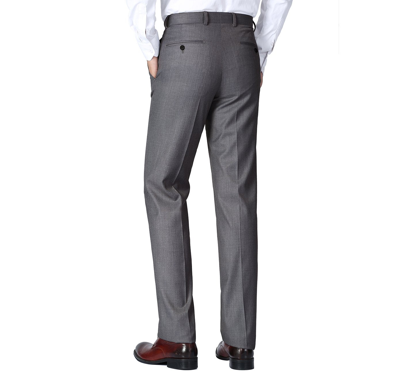 508-3 Men's Charcoal Grey Classic Fit Flat Front Wool Suit Pant