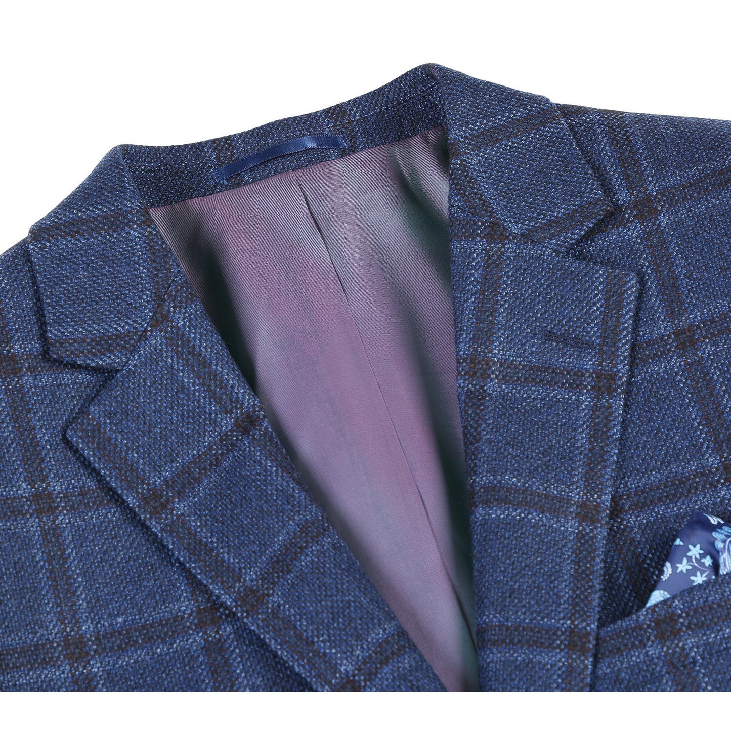 563-13 Men's Classic Fit Wool Navy Windowpane Sport Coat